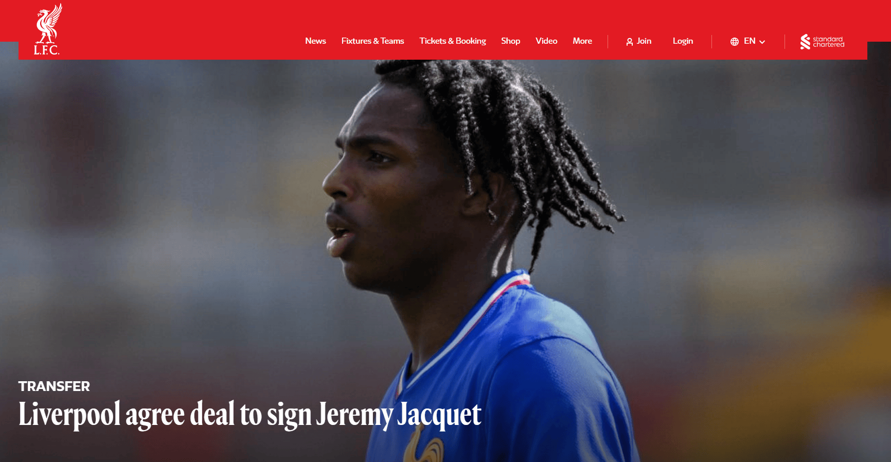 官方:利物浦宣布签下雷恩20岁中卫 转会费达7200万欧